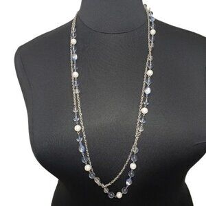 NY&C Beaded Double Row Chain Link Fashion Necklace